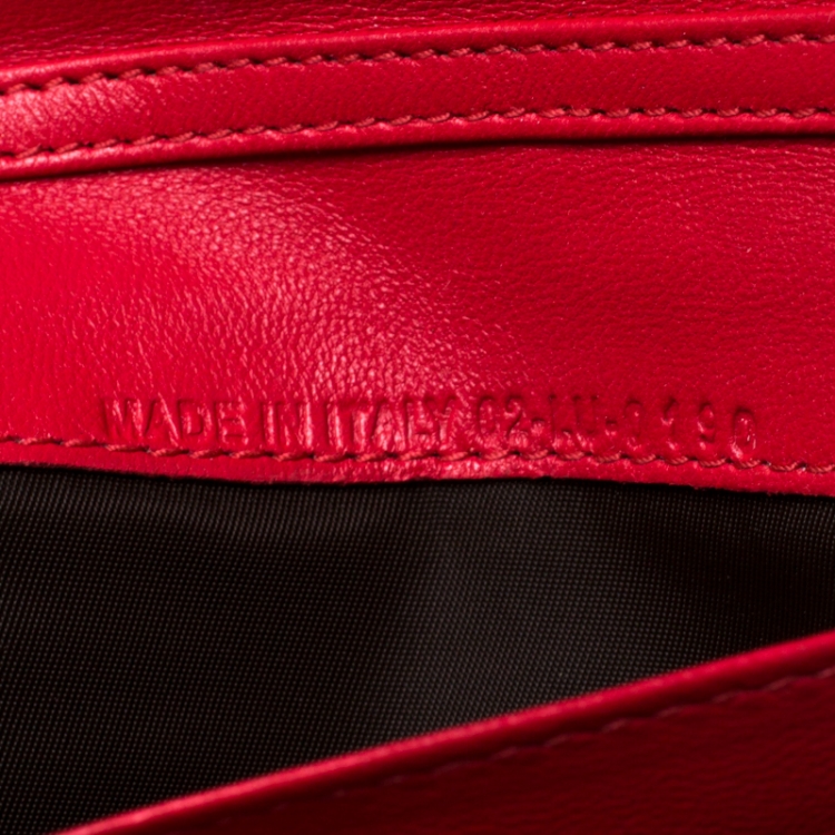 Pre Owned Dior Red Cannage Leather Lady Dior Wallet On Chain