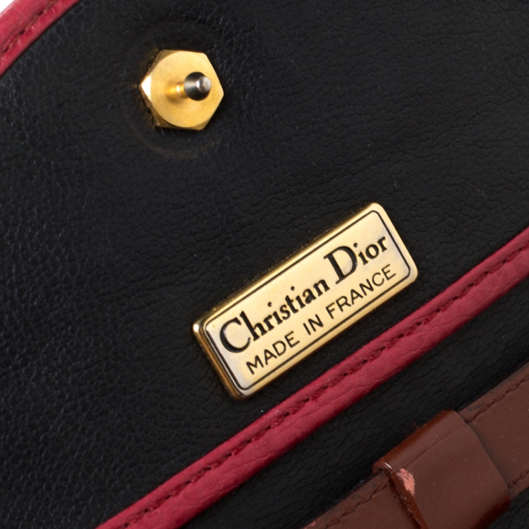 Pre Owned Dior Burgundy Leather Vintage Top Handle Bag 