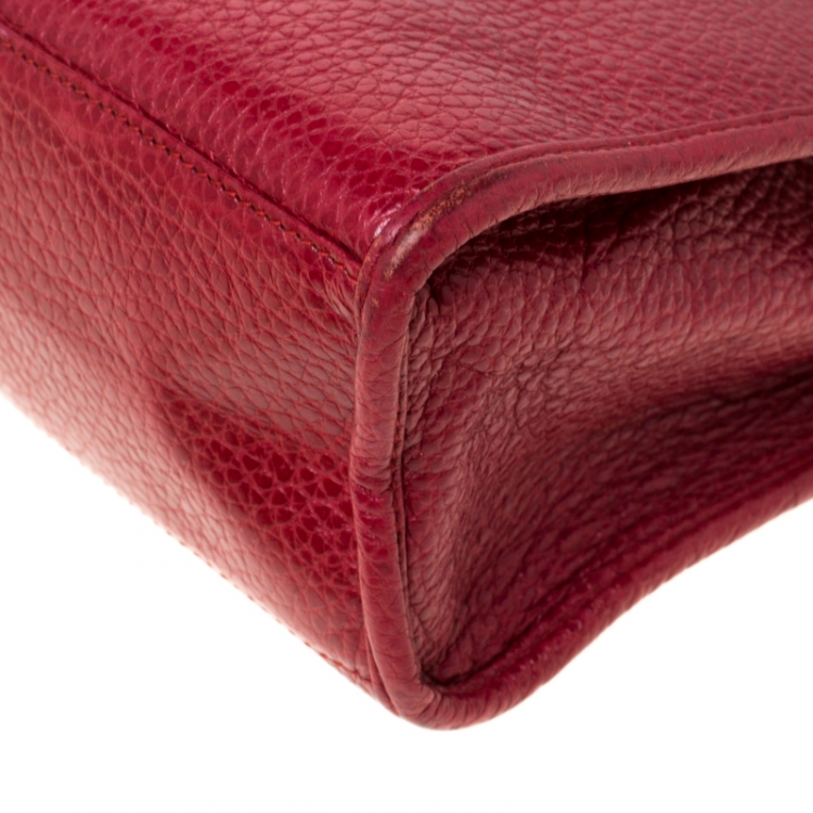 Pre Owned Dior Burgundy Leather Vintage Top Handle Bag 