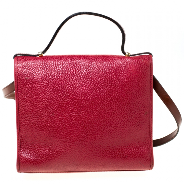 Pre Owned Dior Burgundy Leather Vintage Top Handle Bag 