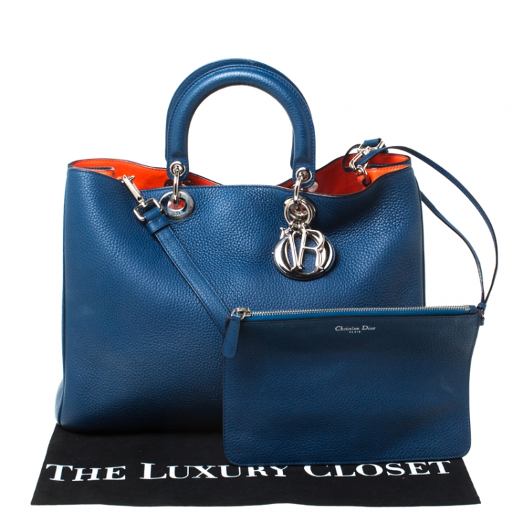 Pre Owned Dior Blue Leather Large Diorissimo Shopper Tote