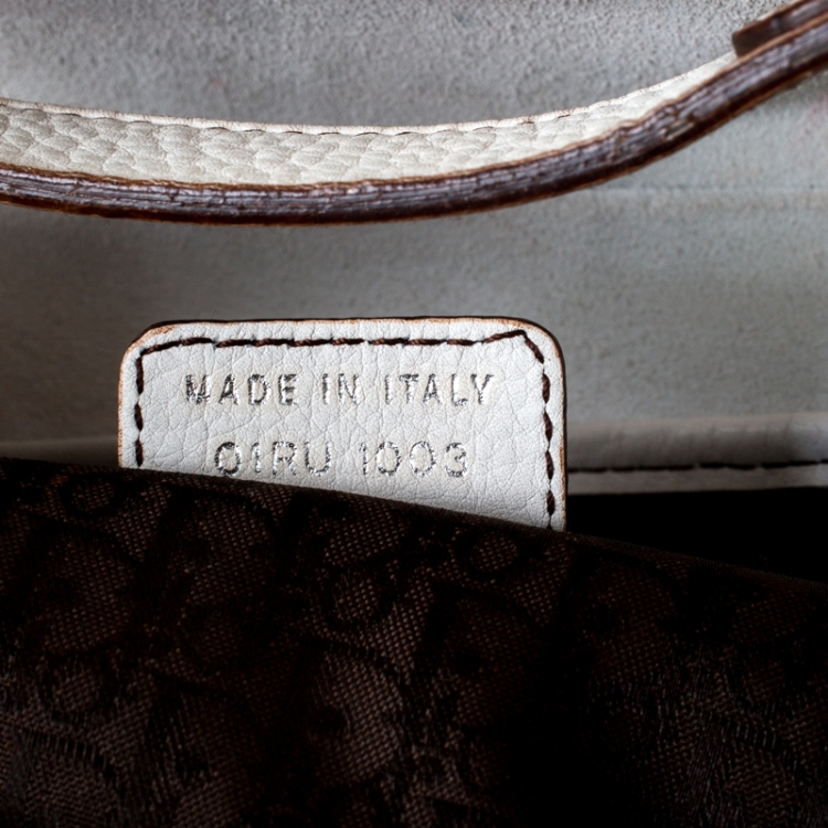 Pre Owned Dior White Leather Saddle Bag
