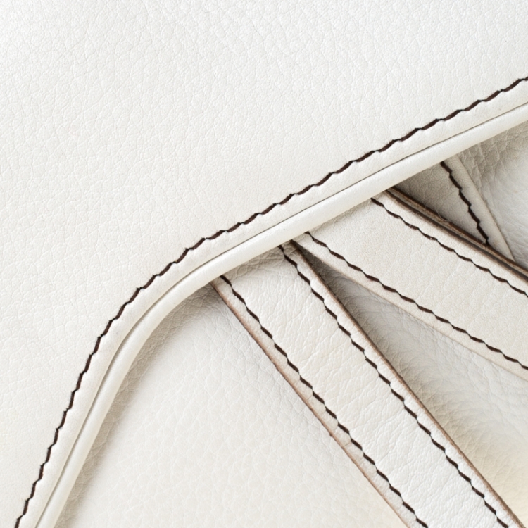 Pre Owned Dior White Leather Saddle Bag
