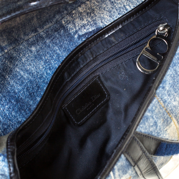 مملوكة مسبقًا Dior Faded Blue Printed Denim Miss Diorella Saddle Bag