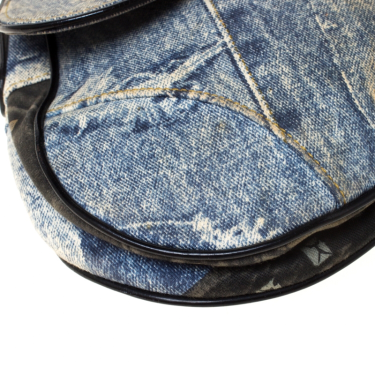 مملوكة مسبقًا Dior Faded Blue Printed Denim Miss Diorella Saddle Bag