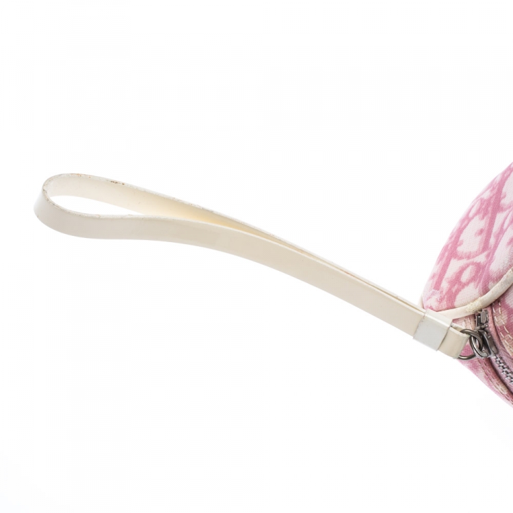 Pre Owned Dior Pink/White Diorissimo Canvas Number 2 Wristlet Pouch