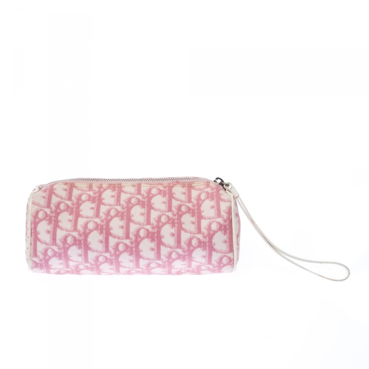 Pre Owned Dior Pink/White Diorissimo Canvas Number 2 Wristlet Pouch