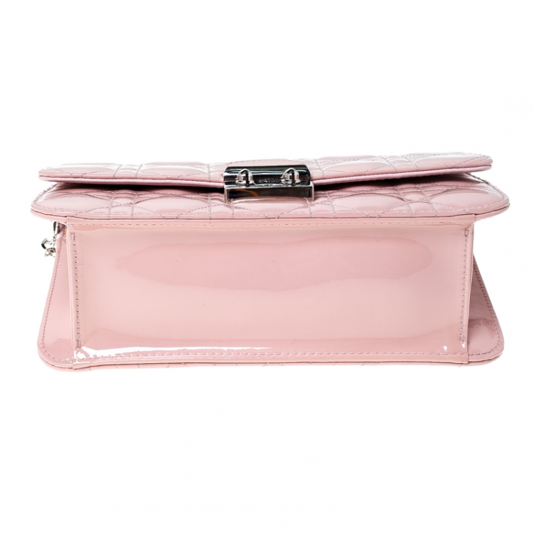 Pre Owned Dior Pink Cannage Patent Leather Miss Dior Promenade Pouch