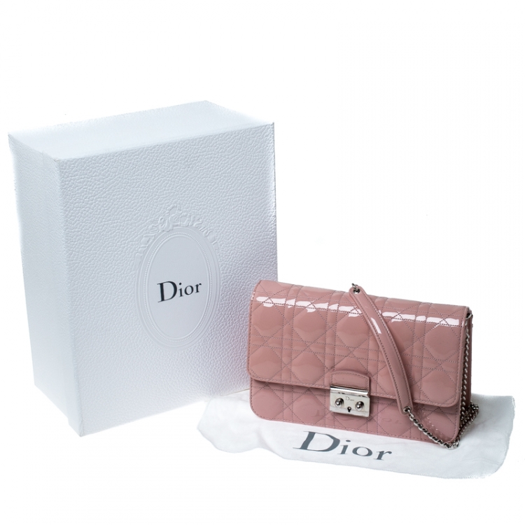 Pre Owned Dior Pink Cannage Patent Leather Miss Dior Promenade Pouch