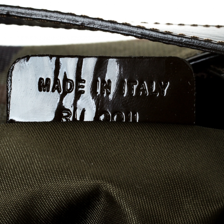 Pre Owned Dior Green Camouflage Print Leather Saddle Bag