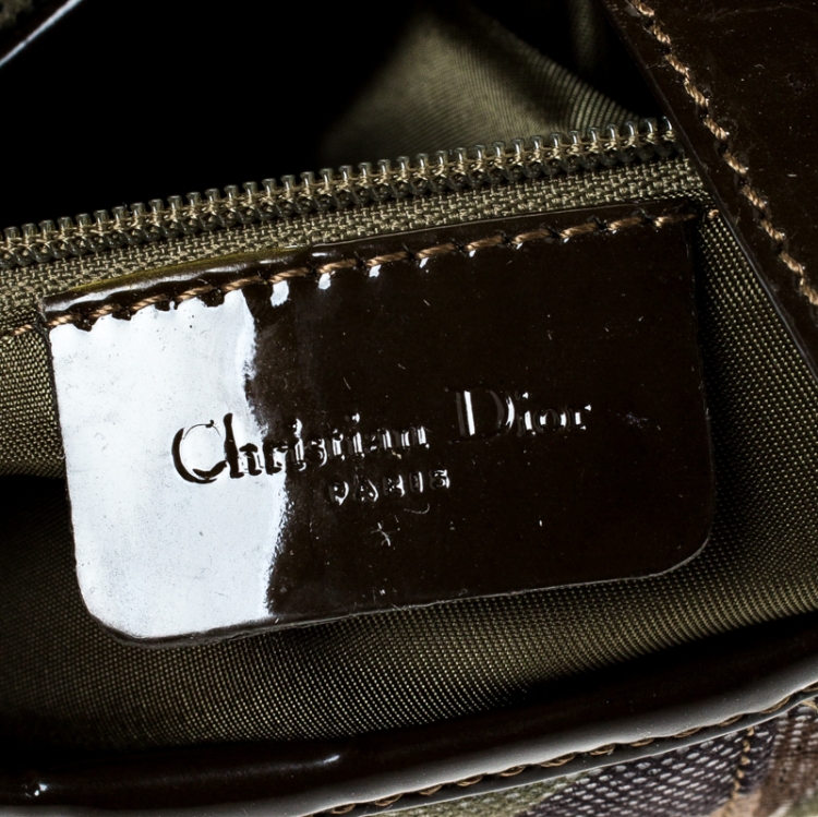 Pre Owned Dior Green Camouflage Print Leather Saddle Bag