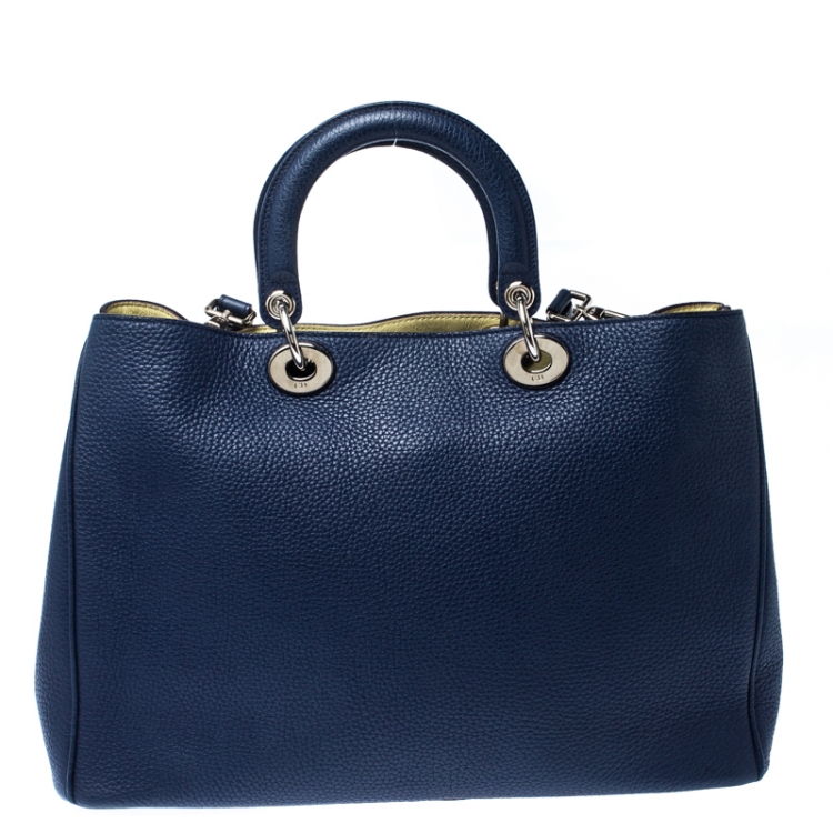 Pre Owned Dior Blue Leather Large Diorissimo Shopper Tote