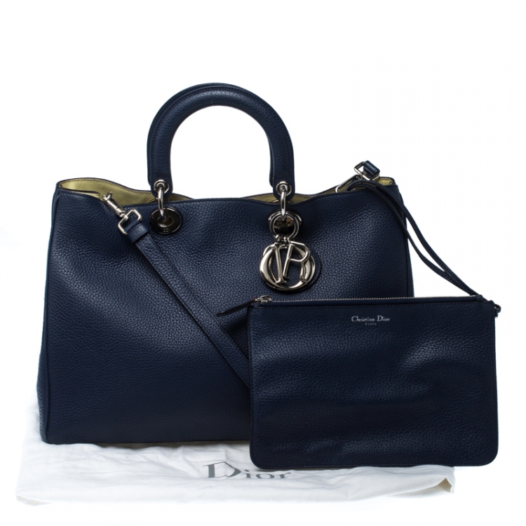 Pre Owned Dior Blue Leather Large Diorissimo Shopper Tote