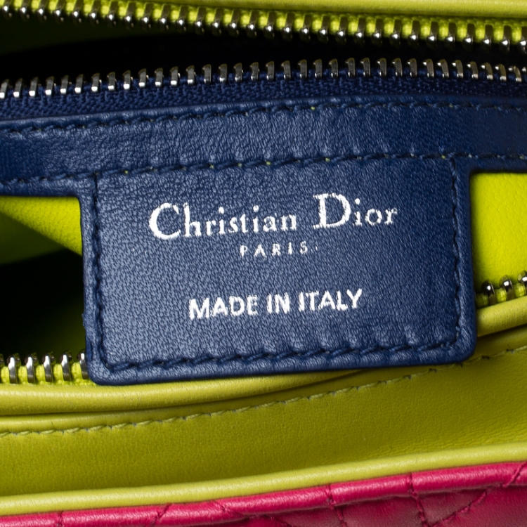 Pre Owned Dior Tri Color Leather Large Lady Dior Tote