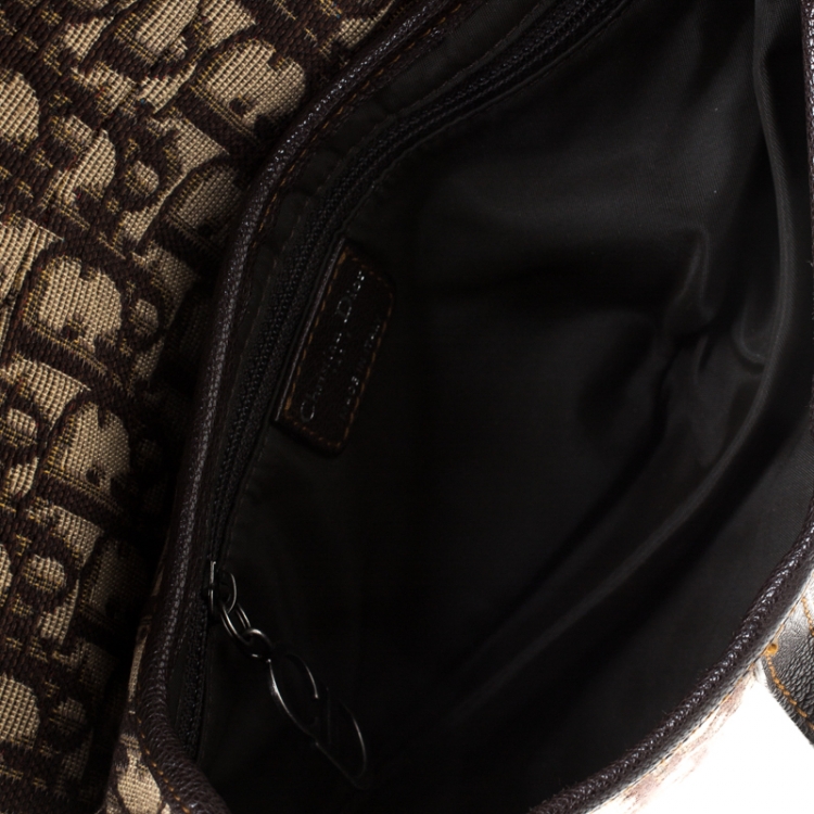 Pre Owned Dior Brown Oblique Canvas and Leather Saddle Bag