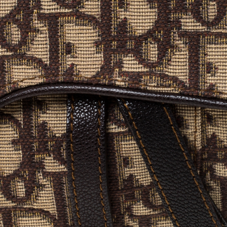 Pre Owned Dior Brown Oblique Canvas and Leather Saddle Bag
