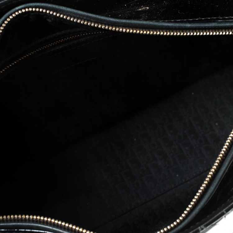 Pre Owned Dior Black Patent Leather Large Lady Dior Tote
