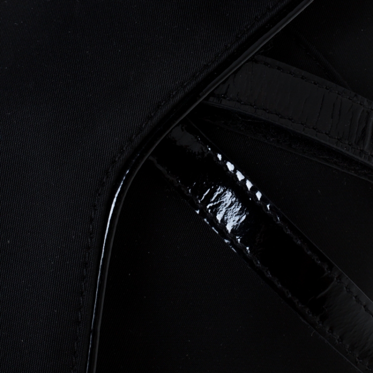 Pre Owned Dior Black Nylon and Patent Leather Saddle Bag