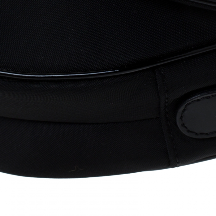 Pre Owned Dior Black Nylon and Patent Leather Saddle Bag