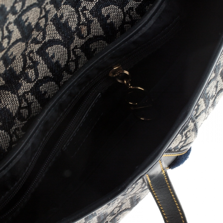 Pre Owned Dior Blue Diorissimo Canvas and Leather Saddle Bag