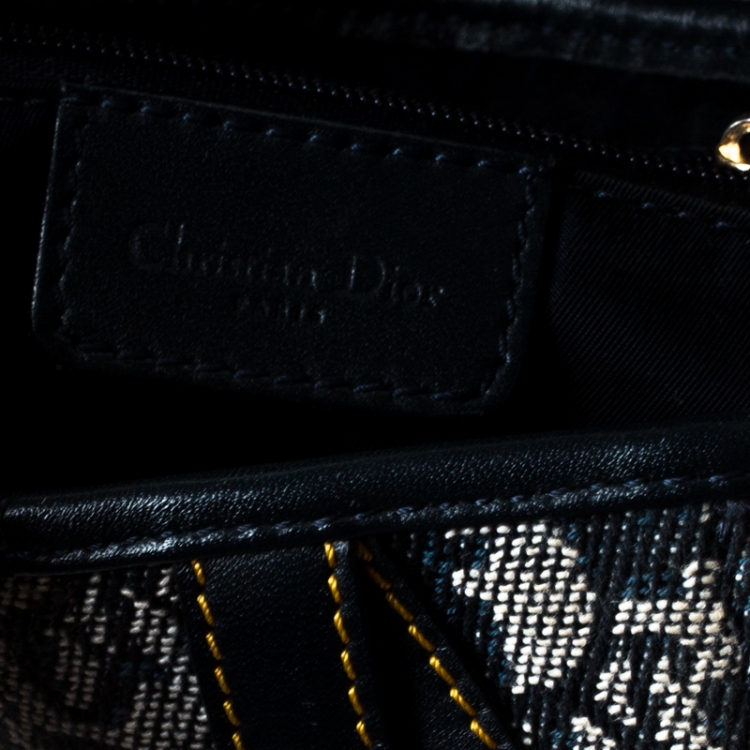 Pre Owned Dior Blue Diorissimo Canvas and Leather Saddle Bag