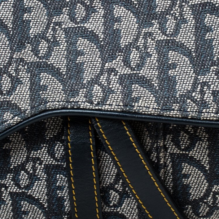 Pre Owned Dior Blue Diorissimo Canvas and Leather Saddle Bag