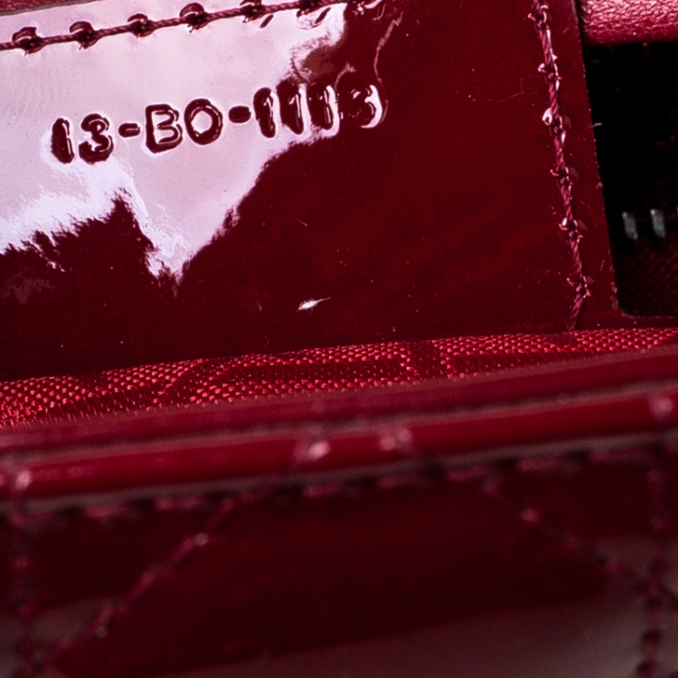 Pre Owned Dior Red Cannage Patent Leather Large Lady Dior Tote