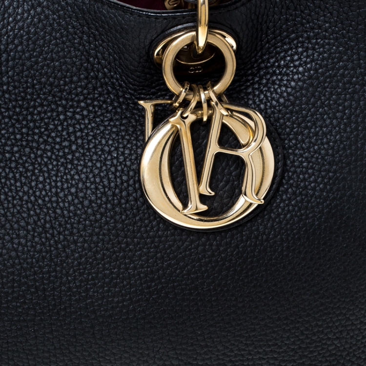 Pre Owned Dior Black Leather Medium Diorissimo Shopper Tote