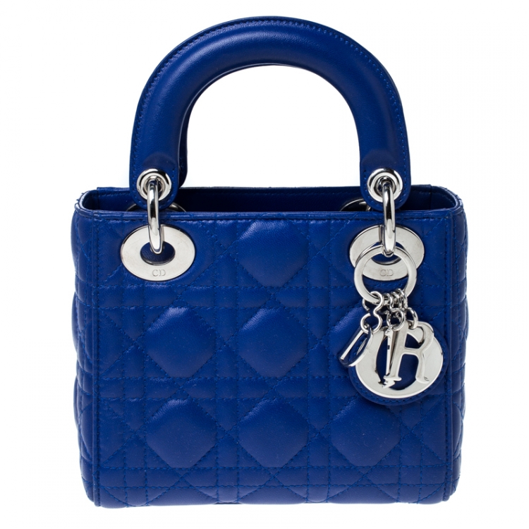 Dior Blue Leather Mini Lady Dior Tote Dior | The Luxury Closet