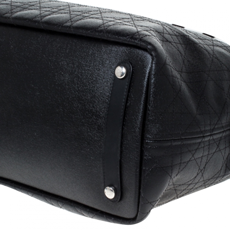 Pre Owned Dior Black Cannage Coated Canvas Medium New Panarea Shopper Tote