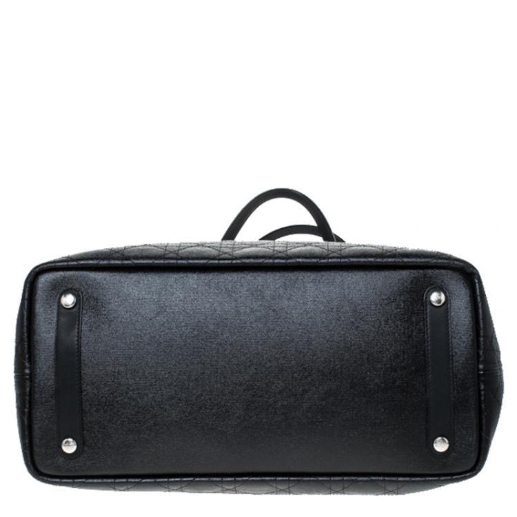 Pre Owned Dior Black Cannage Coated Canvas Medium New Panarea Shopper Tote