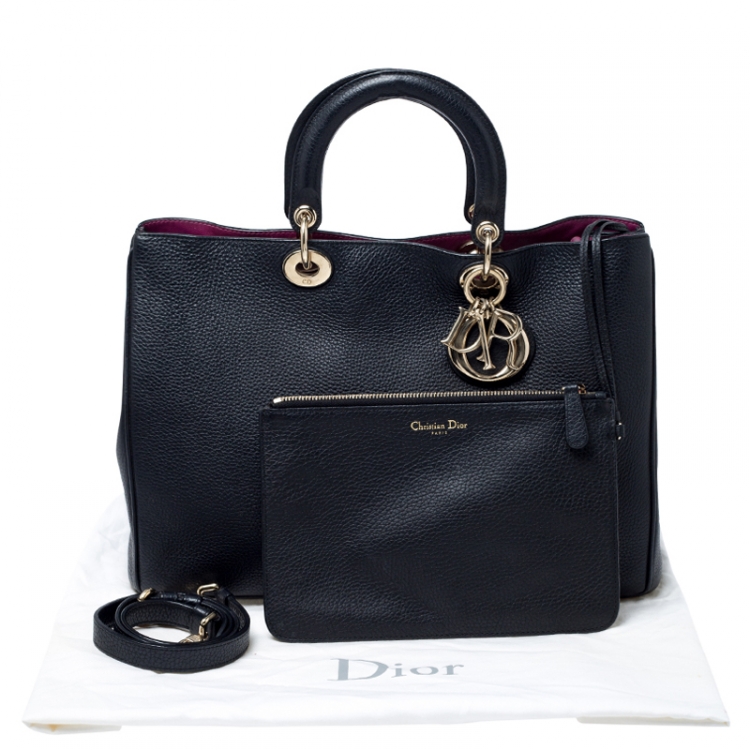 Pre Owned Dior Black Leather Large Diorissimo Shopper Tote