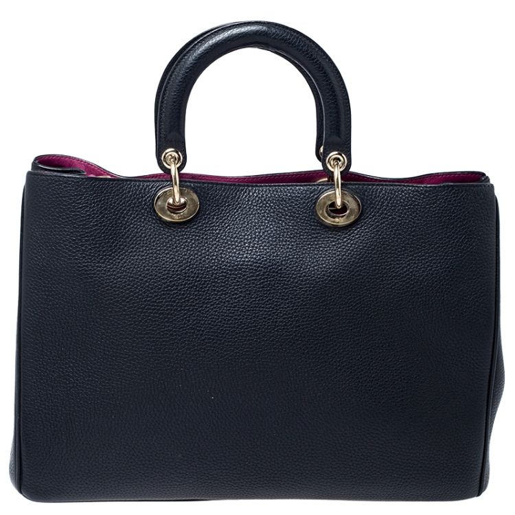 Pre Owned Dior Black Leather Large Diorissimo Shopper Tote