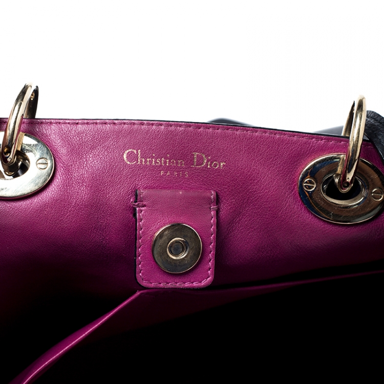 Pre Owned Dior Black Leather Large Diorissimo Shopper Tote