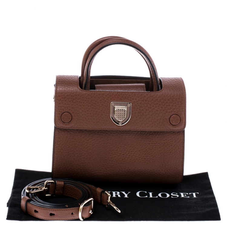 Pre Owned Dior Tan Pebbled Leather Mini Diorever Tote