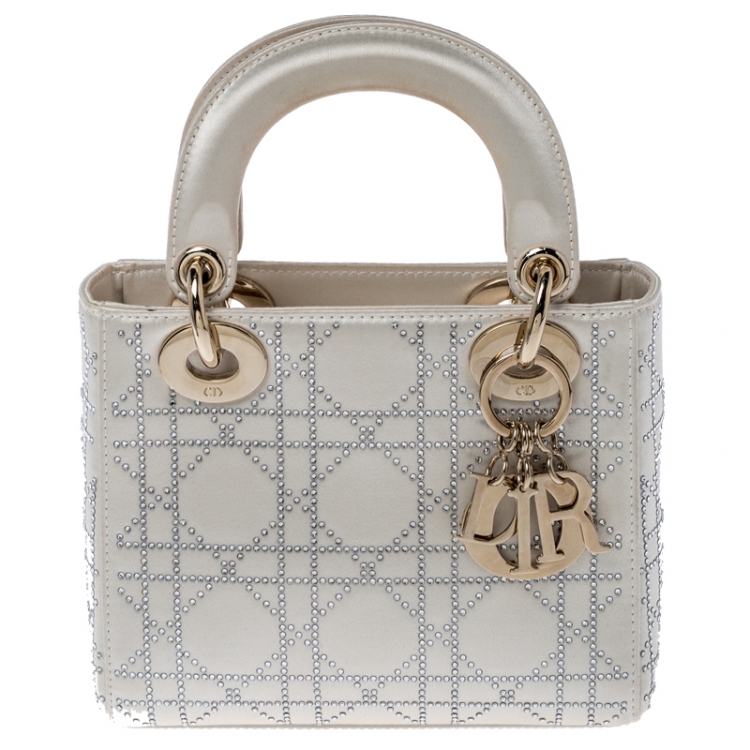 Lady Dior Mini Rhinestone Top Handle Bag Satin