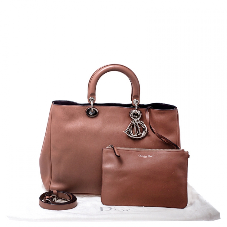 Pre Owned Dior Old Rose Leather Large Diorissimo Shopper Tote