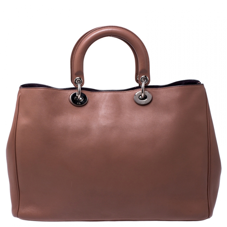 Pre Owned Dior Old Rose Leather Large Diorissimo Shopper Tote