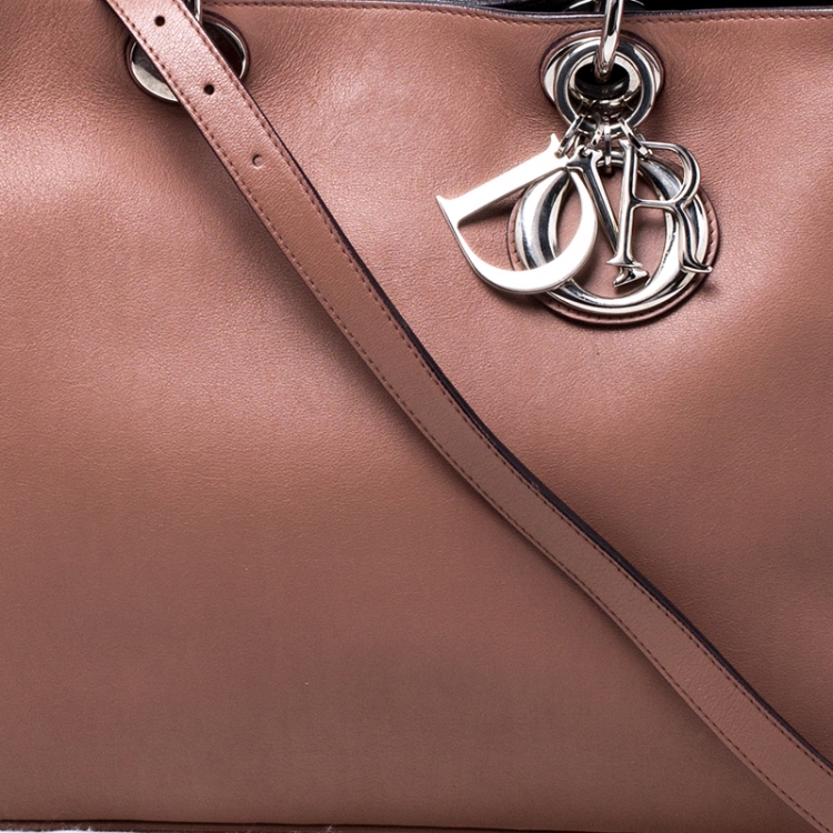 Pre Owned Dior Old Rose Leather Large Diorissimo Shopper Tote