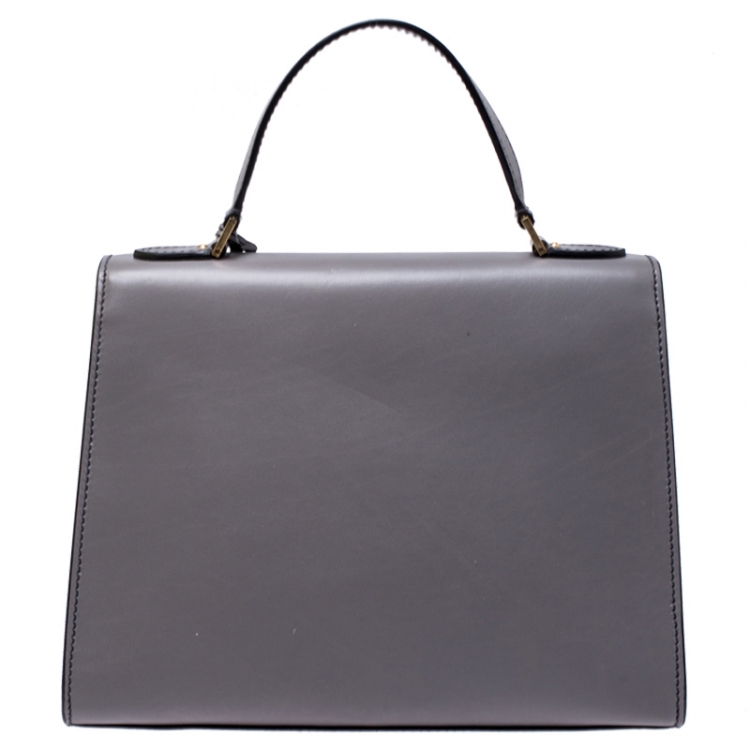 Pre Owned Dior Grey Leather Dior Addict Top Handle Bag