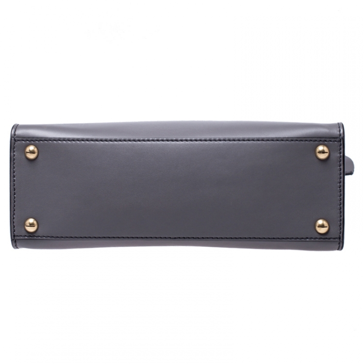 Pre Owned Dior Grey Leather Dior Addict Top Handle Bag
