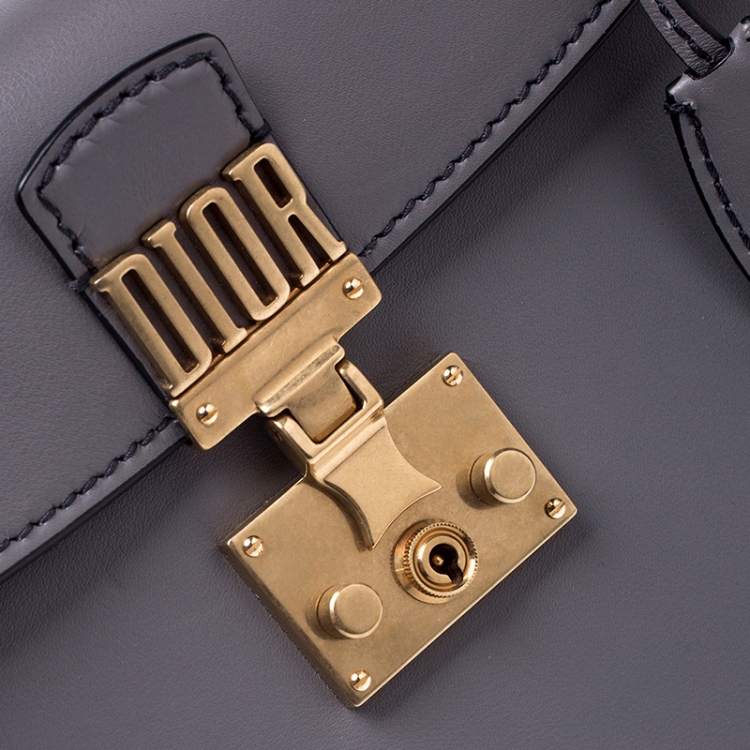 Pre Owned Dior Grey Leather Dior Addict Top Handle Bag