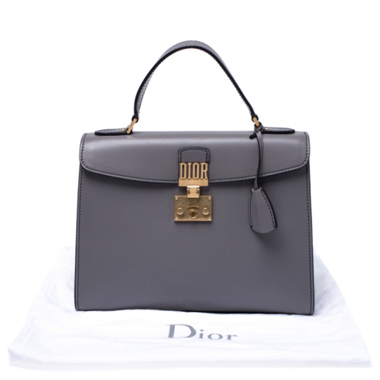 Pre Owned Dior Grey Leather Dior Addict Top Handle Bag