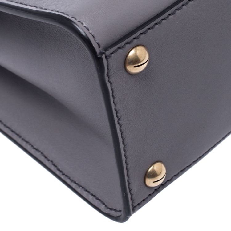 Pre Owned Dior Grey Leather Dior Addict Top Handle Bag