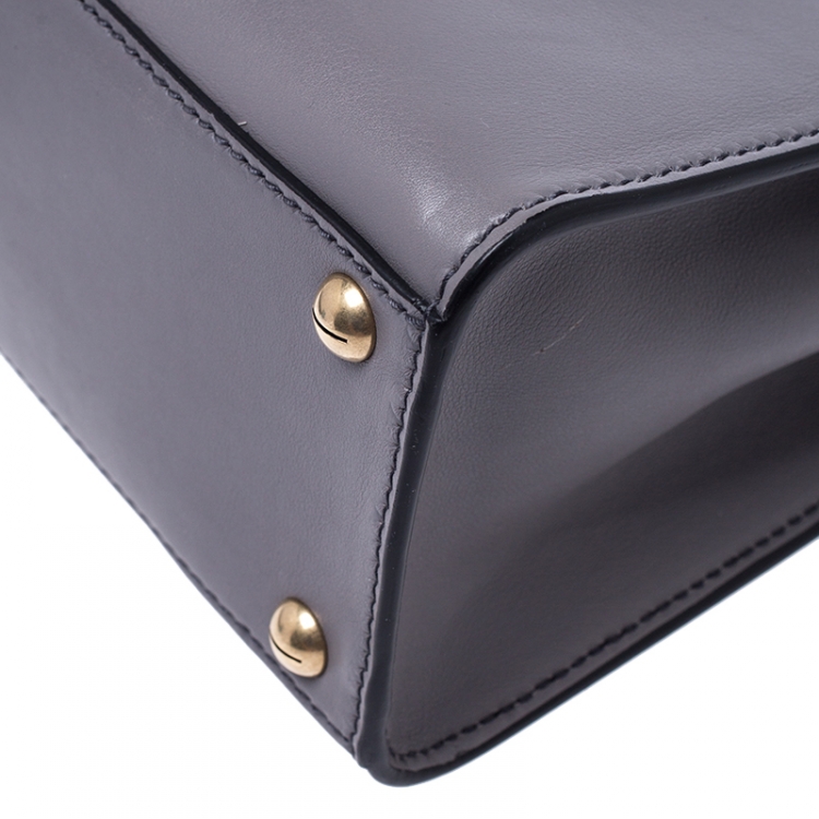 Pre Owned Dior Grey Leather Dior Addict Top Handle Bag