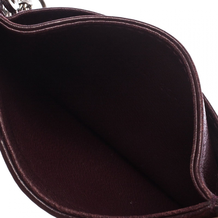 Pre Owned Dior Burgundy Cannage Quilted Leather Lady Dior Card Holder