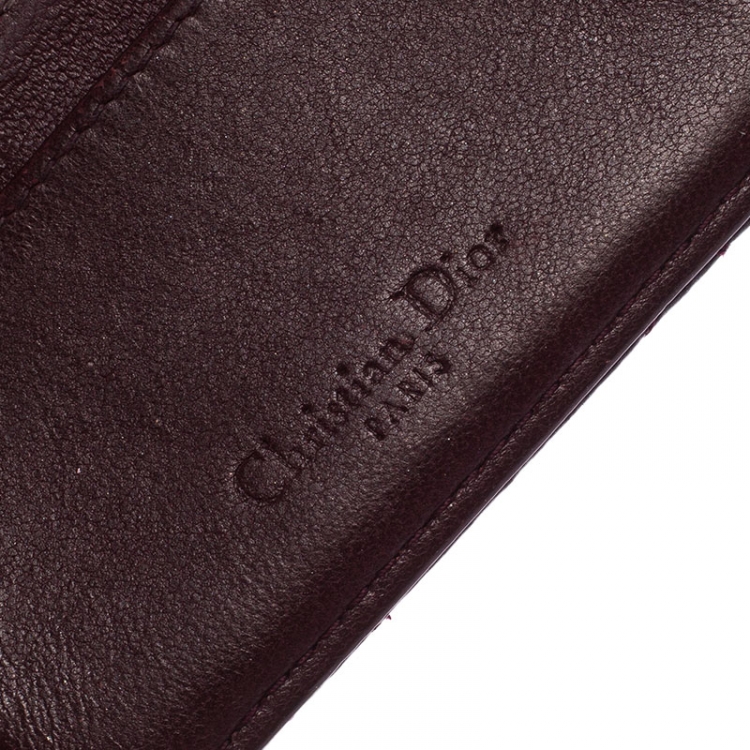 Pre Owned Dior Burgundy Cannage Quilted Leather Lady Dior Card Holder
