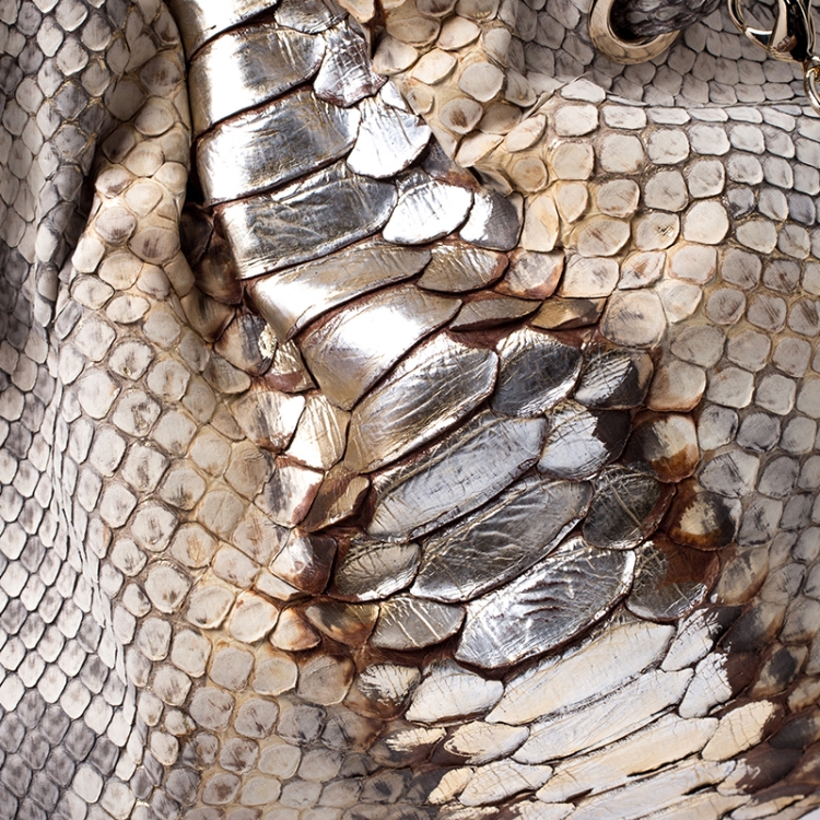 Pre Owned Dior Beige/Gold Python Leather Le Trente Hobo