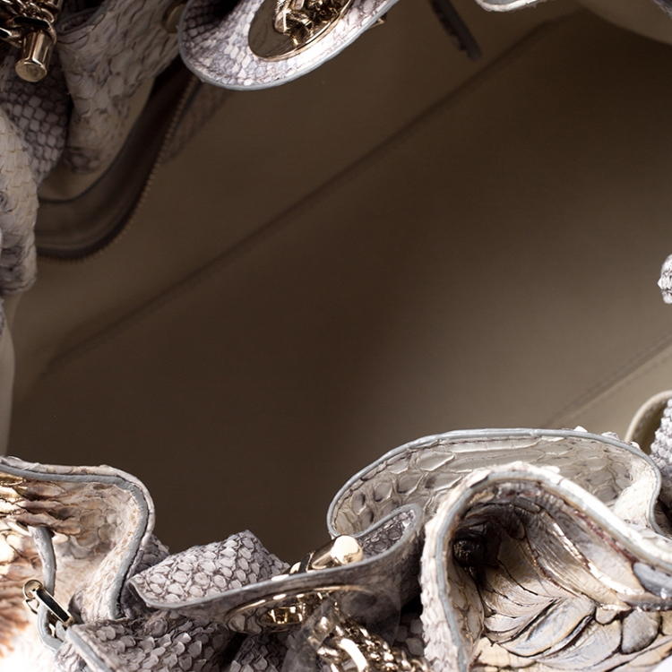 Pre Owned Dior Beige/Gold Python Leather Le Trente Hobo