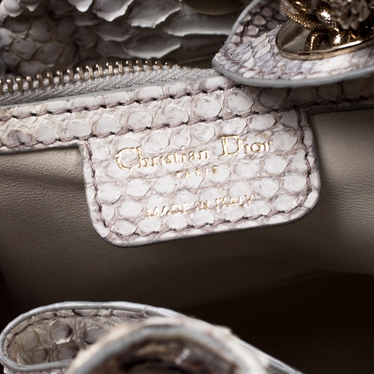 Pre Owned Dior Beige/Gold Python Leather Le Trente Hobo